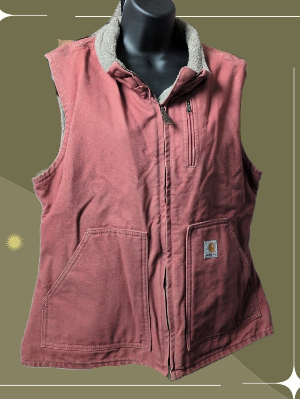 ✨ Vintage Rose Pink Carhartt Sherpa Vest Size M
